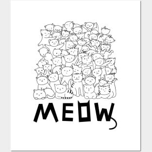 Meow Unique A Group Of Cat Design Posters and Art